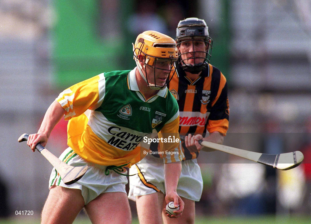 9 July 2000; Niall Claffey of Offaly in action against Stephen Gehan of Kilkenny during the Guinness Leinster Senior Hurling Championship Final match between Kilkenny and Offaly at Croke Park in Dublin. Photo by Damien Eagers/Sportsfile
