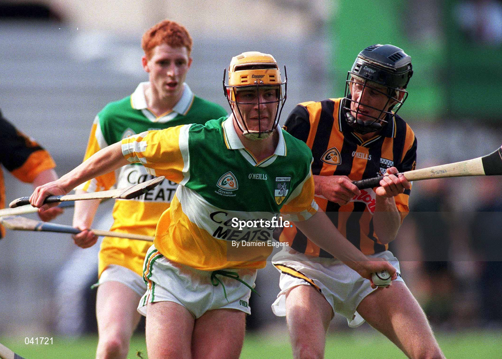 9 July 2000; Niall Claffey of Offaly in action against Stephen Gehan of Kilkenny during the Guinness Leinster Senior Hurling Championship Final match between Kilkenny and Offaly at Croke Park in Dublin. Photo by Damien Eagers/Sportsfile