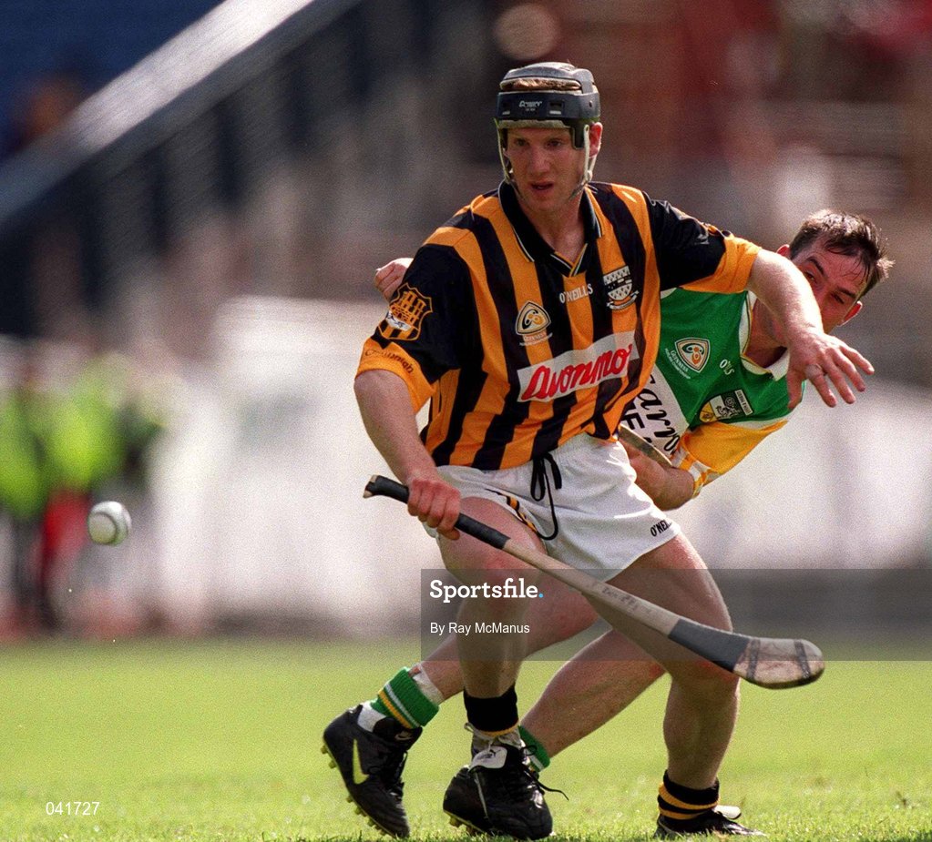 9 July 2000; Denis Byrne of Kilkenny in action against Johnny Pilkington of Offaly during the Guinness Leinster Senior Hurling Championship Final match between Kilkenny and Offaly at Croke Park in Dublin. Photo by Ray McManus/Sportsfile