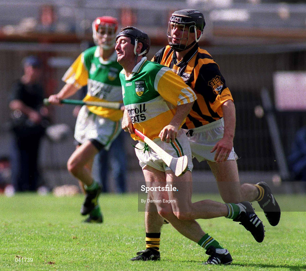 9 July 2000; Brian Whelahan of Offaly in action against Noel Hickey of Kilkenny during the Guinness Leinster Senior Hurling Championship Final match between Kilkenny and Offaly at Croke Park in Dublin. Photo by Damien Eagers/Sportsfile