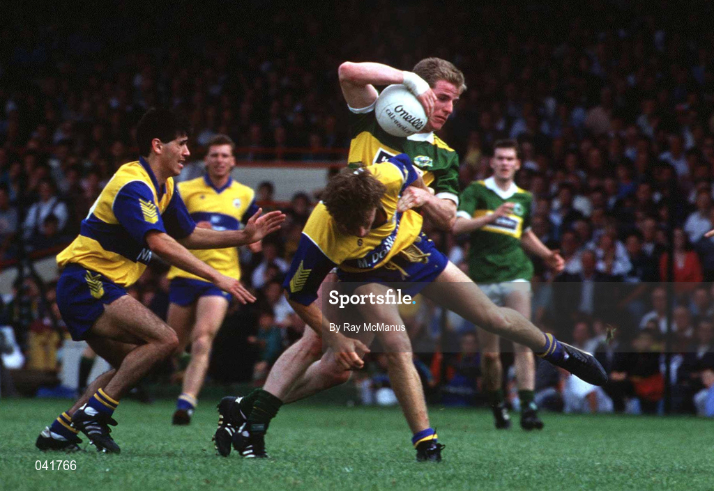 19 July 1992; Eamonn Breen of Kerry in action against Colm Clancy of Clare during the Munster Senior Football Championship Final match between Clare and Kerry at the Gaelic Grounds in Limerick. Photo by Ray McManus/Sportsfile