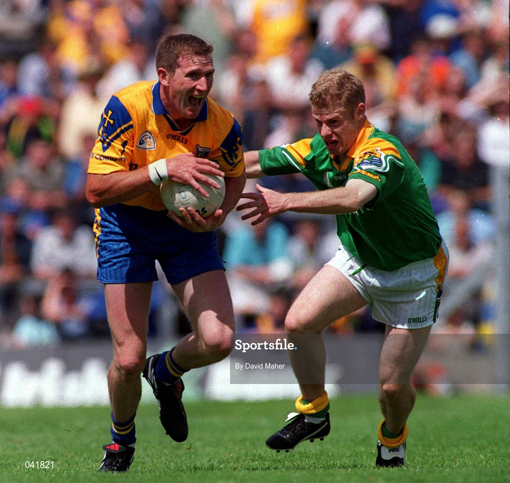 2 July 2000; Ronan Owens of Roscommon in action against Padraig Kenny of Leitrim during the Bank of Ireland Connacht Senior Football Championship Semi-Final match between Roscommon and Leitrim at Dr Hyde Park in Roscommon. Photo by David Maher/Sportsfile