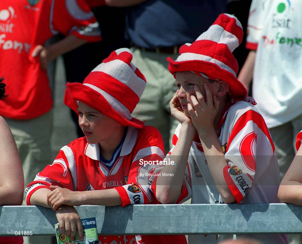 18 June 2000; Cork supporters during the Bank of Ireland Munster Senior Football Championship Semi-Final between Kerry and Cork at Fitzgerald Stadium in Killarney, Kerry. Photo By Brendan Moran/Sportsfile