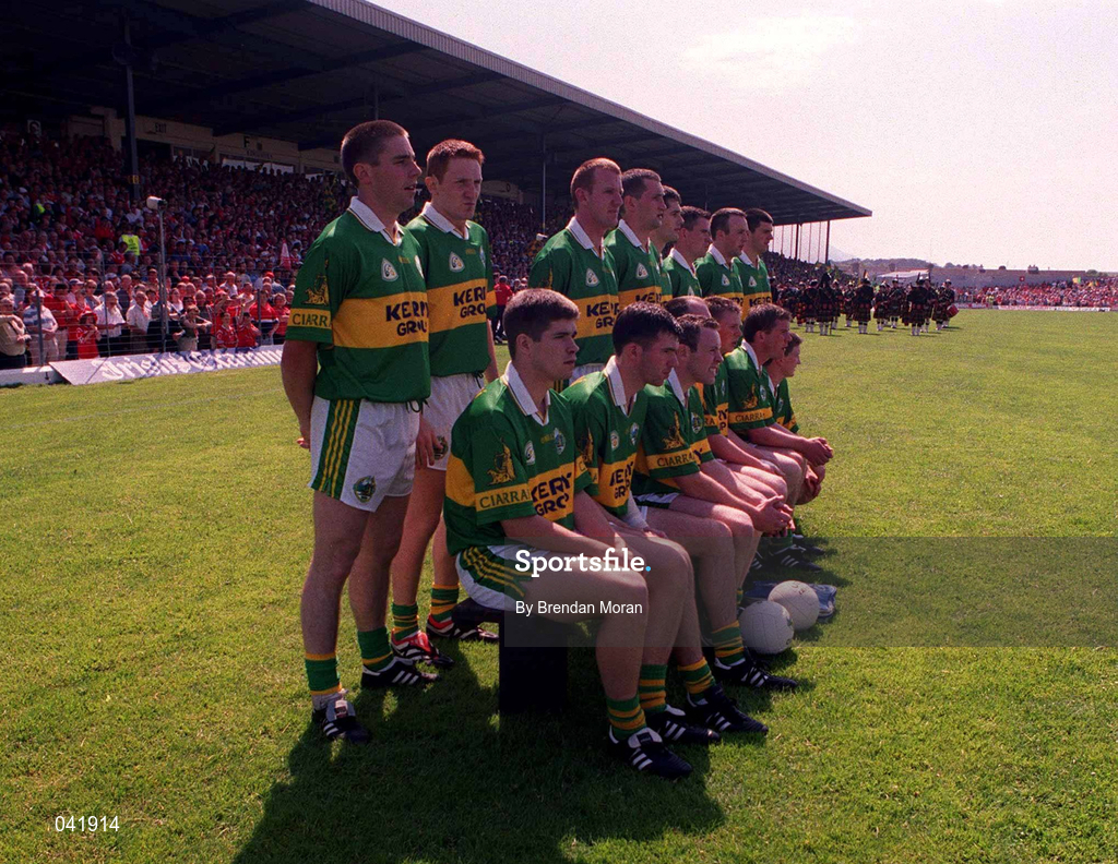 18 June 2000; The Kerry team ahead of the Bank of Ireland Munster Senior Football Championship Semi-Final between Kerry and Cork at Fitzgerald Stadium in Killarney, Kerry. Photo By Brendan Moran/Sportsfile