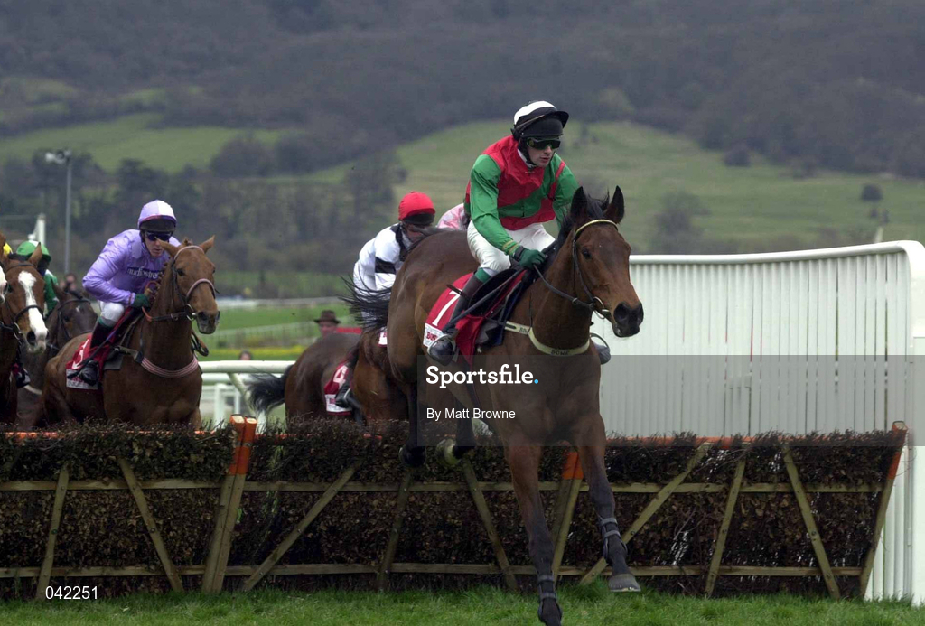 16 March 2000; Limestone Lad, with Shane McGovern up, leads the field first time round during the Bonusprint Stayers Hurdle on Day Three of the Cheltenham Racing Festival at Prestbury Park in Cheltenham, England. Photo by Matt Browne/Sportsfile