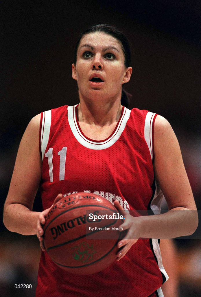 28 January 2000; Sharon Kelly of Tolka Rovers during the Senior Women's Sprite Cup Semi-Final between Tolka Rovers and Meteors at the National Basketball Arena in Tallaght, Dublin. Photo By Brendan Moran/Sportsfile