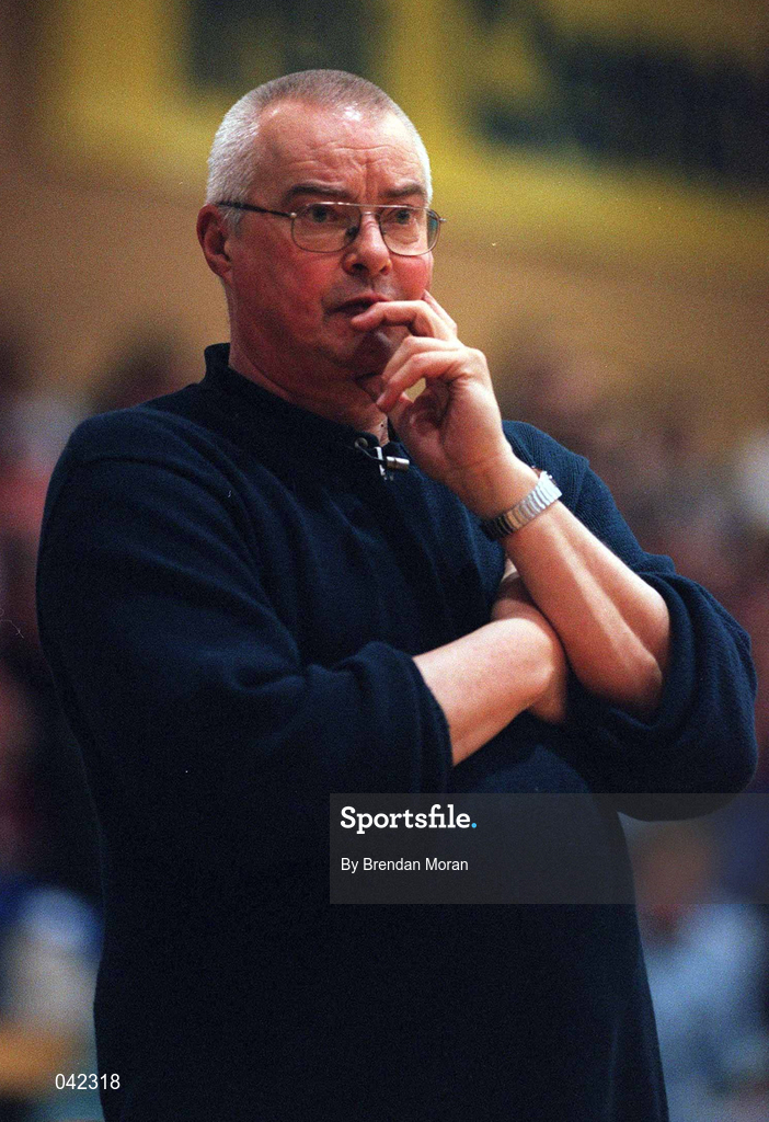 29 January 2000; Killester coach Stephen Eberly during the Senior Women's Sprite Cup Semi-Final match between Killester and Wildcats at the National Basketball Arena in Tallaght, Dublin. Photo By Brendan Moran/Sportsfile