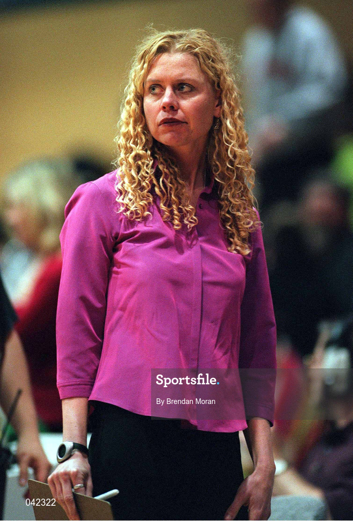 29 January 2000; Wildcats coach Katy Delaney during the Senior Women's Sprite Cup Semi-Final match between Killester and Wildcats at the National Basketball Arena in Tallaght, Dublin. Photo By Brendan Moran/Sportsfile