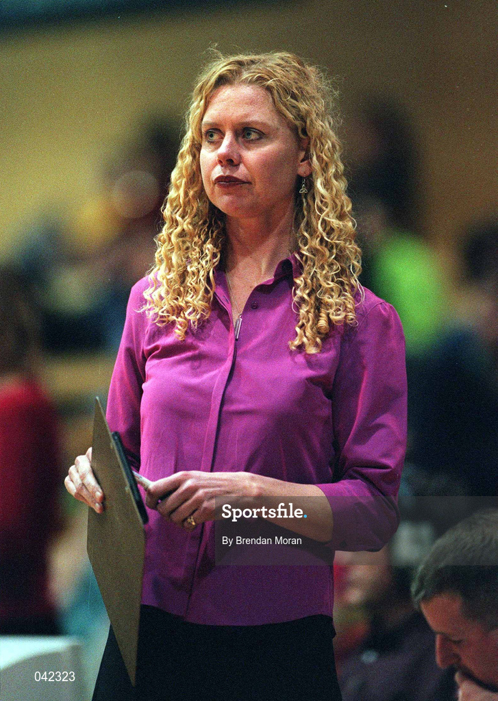 29 January 2000; Wildcats coach Katy Delaney during the Senior Women's Sprite Cup Semi-Final match between Killester and Wildcats at the National Basketball Arena in Tallaght, Dublin. Photo By Brendan Moran/Sportsfile