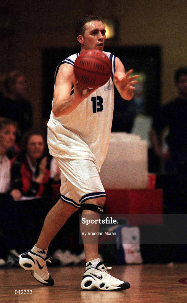 29 January 2000; Karl Donnelly of St Vincent's during the Men's Sprite Cup Semi-Final match between St Vincent's and Waterford Crystal at the National Basketball Arena in Tallaght, Dublin. Photo By Brendan Moran/Sportsfile