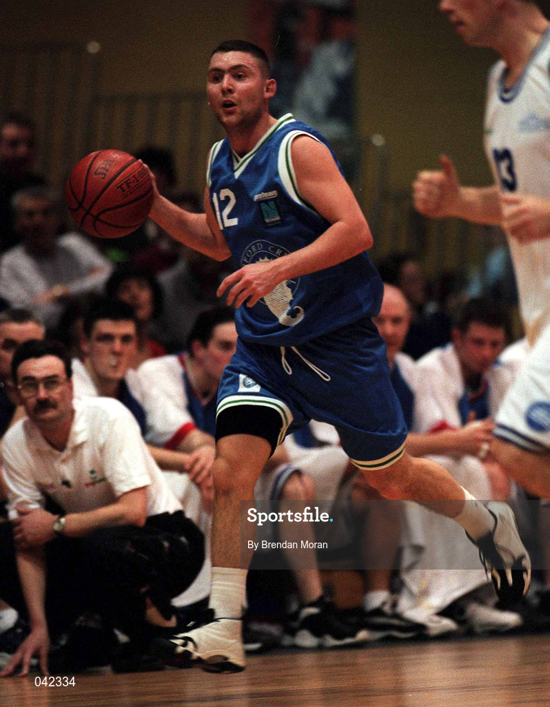 29 January 2000; David Cunningham of Waterford Crystal during the Men's Sprite Cup Semi-Final match between St Vincent's and Waterford Crystal at the National Basketball Arena in Tallaght, Dublin. Photo By Brendan Moran/Sportsfile