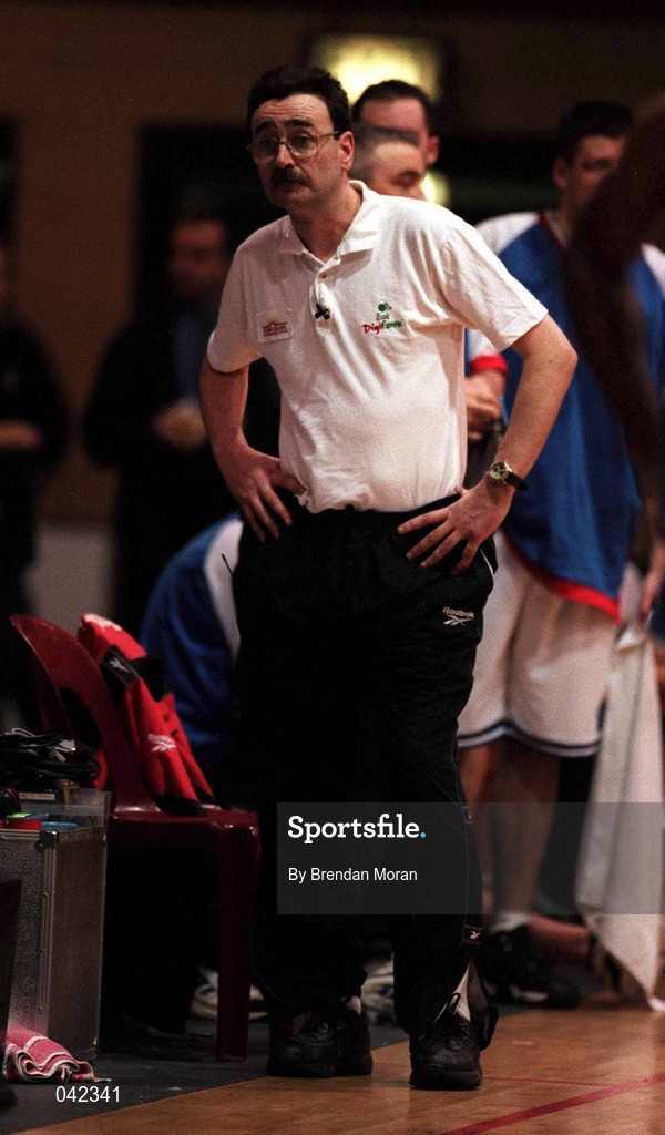 29 January 2000; St Vincent's coach Joey Boylan during the Men's Sprite Cup Semi-Final match between St Vincent's and Waterford Crystal at the National Basketball Arena in Tallaght, Dublin. Photo By Brendan Moran/Sportsfile