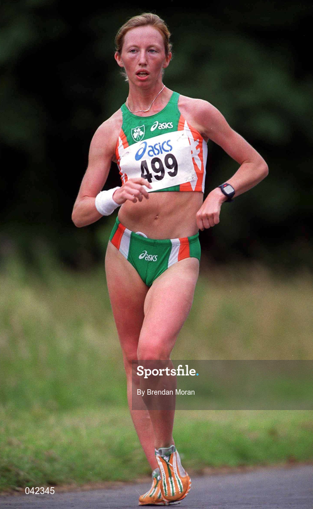 15 July 2000; Olive Loughnane during a Team Ireland Race Walking training session in Pheonix Park, Dublin, ahead of the 2000 Olympic Games which will be held in Sydney, Australia. Photo By Brendan Moran/Sportsfile