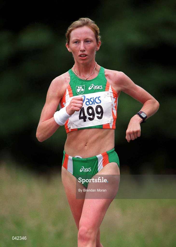 15 July 2000; Olive Loughnane during a Team Ireland Race Walking training session in Pheonix Park, Dublin, ahead of the 2000 Olympic Games which will be held in Sydney, Australia. Photo By Brendan Moran/Sportsfile