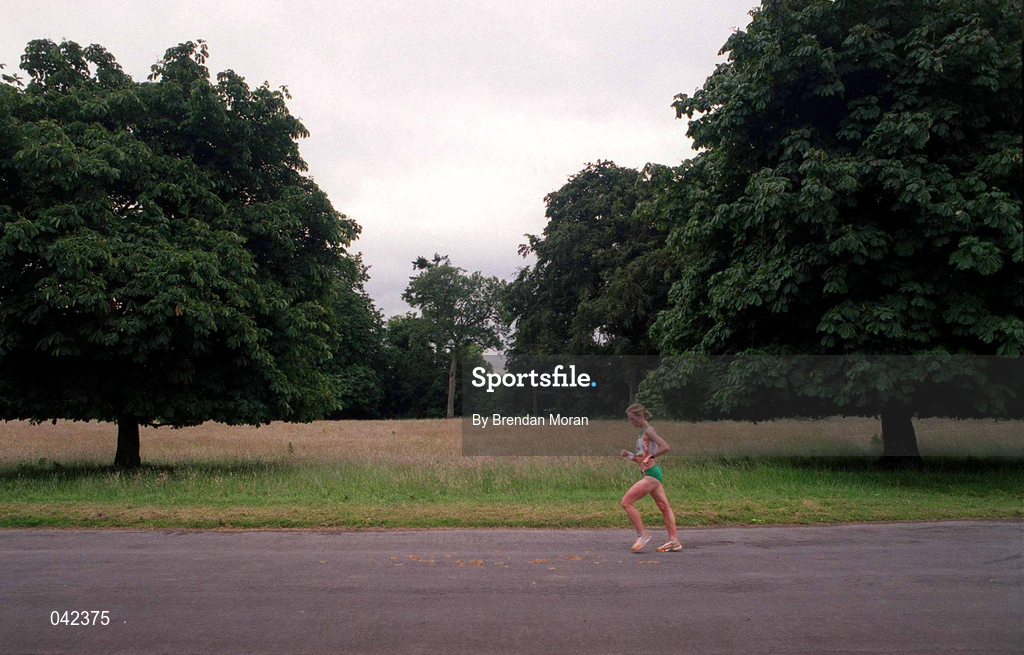 15 July 2000; Olive Loughnane during a Team Ireland Race Walking training session in Pheonix Park, Dublin, ahead of the 2000 Olympic Games which will be held in Sydney, Australia. Photo By Brendan Moran/Sportsfile