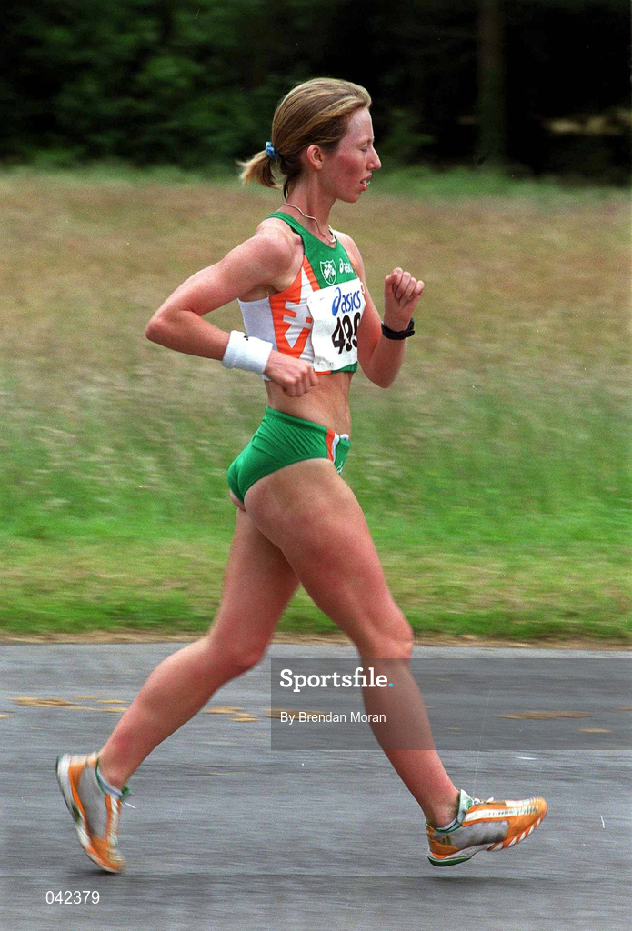 15 July 2000; Oliva Loughnane during a Team Ireland Race Walking training session in Pheonix Park, Dublin, ahead of the 2000 Olympic Games which will be held in Sydney, Australia. Photo By Brendan Moran/Sportsfile