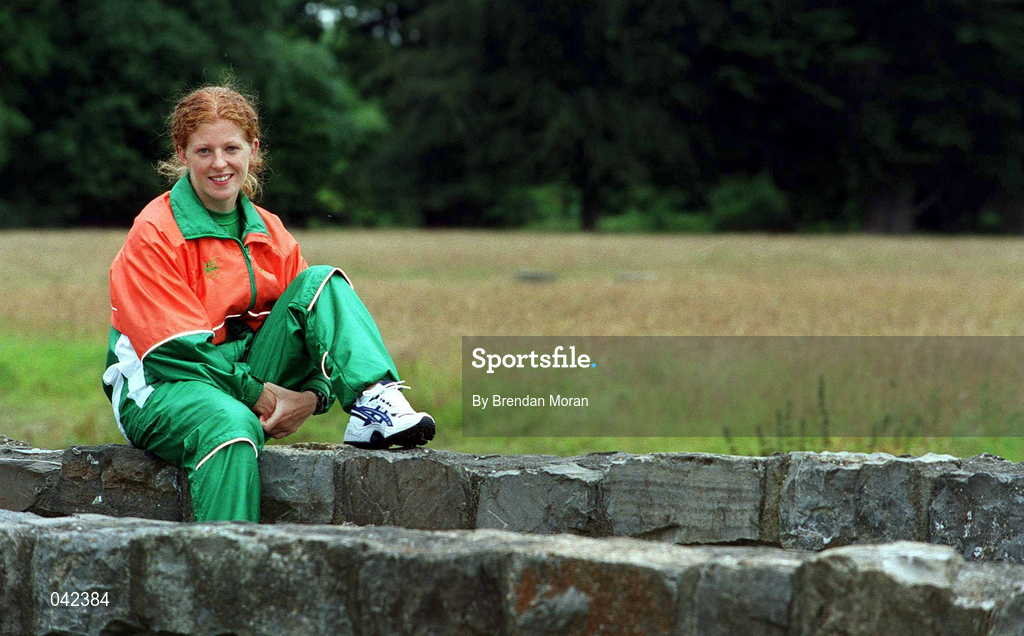 15 July 2000; Gillian O'Sullivan poses for a portrait during a Team Ireland Race Walking training session in Pheonix Park, Dublin, ahead of the 2000 Olympic Games which will be held in Sydney, Australia. Photo By Brendan Moran/Sportsfile