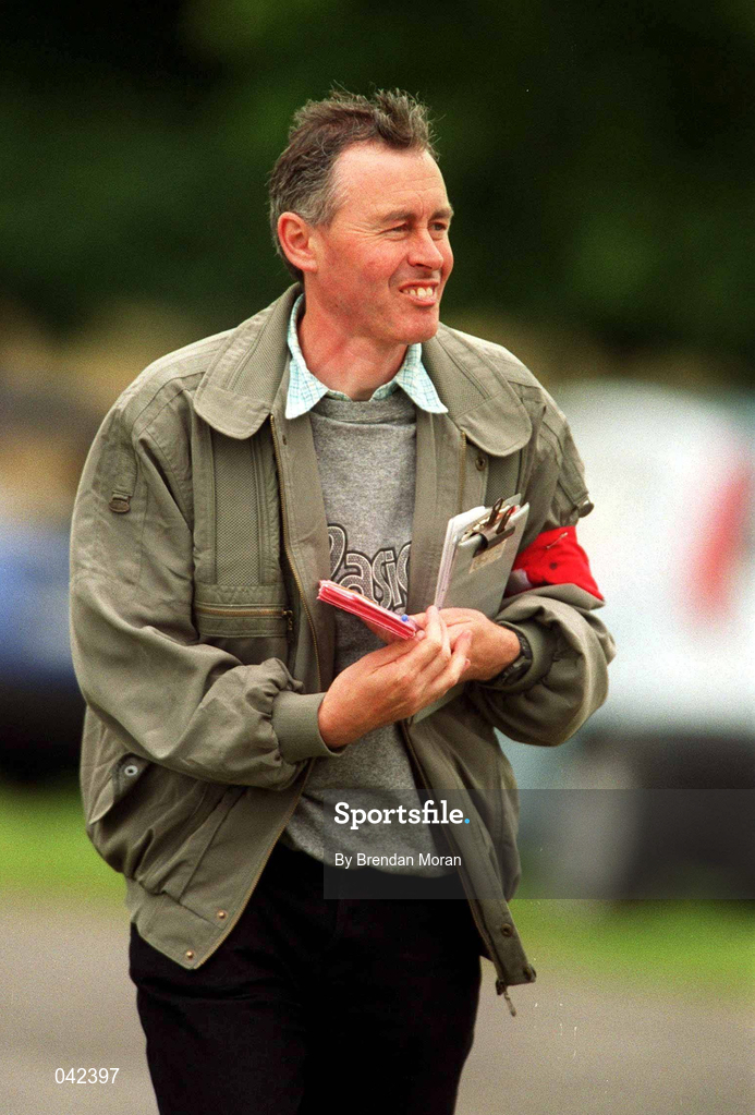 15 July 2000; Race Walking coach Michael Lane during a Team Ireland Race Walking training session in Pheonix Park, Dublin, ahead of the 2000 Olympic Games which will be held in Sydney, Australia. Photo By Brendan Moran/Sportsfile