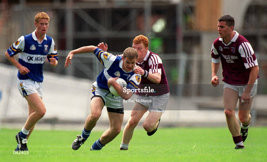16 July 2000; Michael Brennan of Laois in action against Alan Lambden of Westmeath during the Leinster Minor Football Championship Semi-Final Replay match between Westmeath and Laois at Croke Park in Dublin. Photo by Ray McManus/Sportsfile