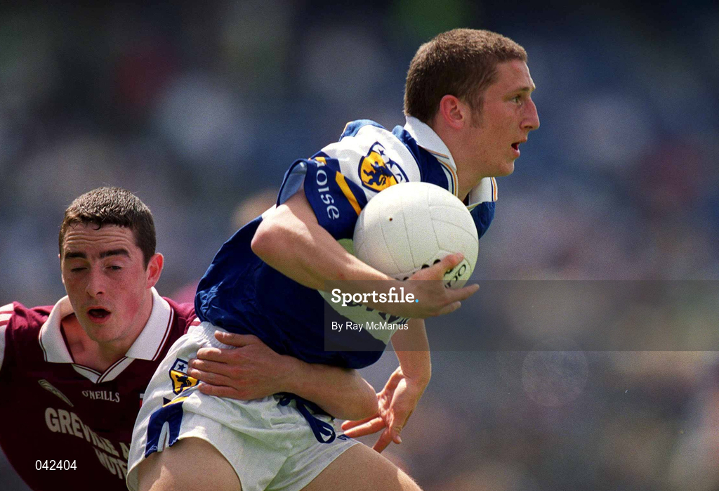 16 July 2000; James Nolan of Laois in action against Gary Glennon of Westmeath during the Leinster Minor Football Championship Semi-Final Replay match between Westmeath and Laois at Croke Park in Dublin. Photo by Ray McManus/Sportsfile