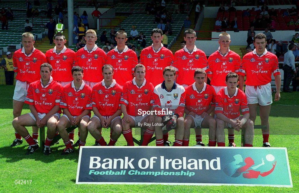 16 July 2000; The Cork team ahead of the Munster Minor Football Championship Final between Kerry and Cork at the Gaelic Grounds in Limerick. Photo by Ray Lohan/Sportsfile