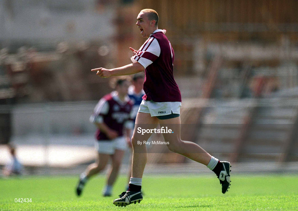 16 July 2000; PJ Ward of Westmeath celebrates his sides victory over Laois following the Leinster Minor Football Championship Semi-Final Replay match between Westmeath and Laois at Croke Park in Dublin. Photo by Ray McManus/Sportsfile