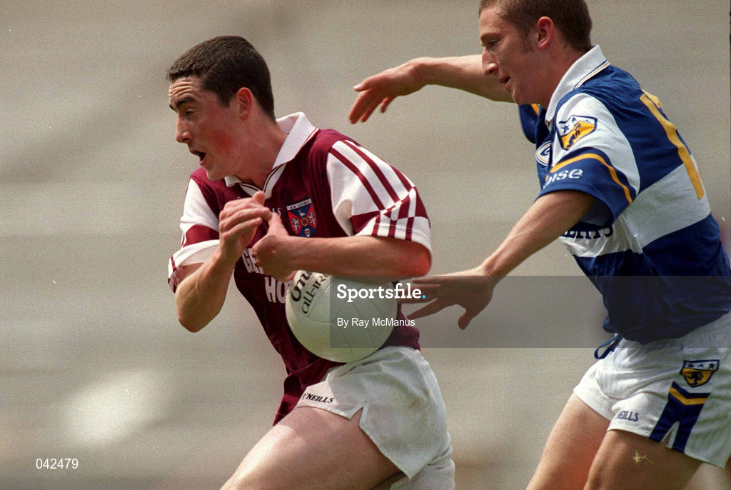 16 July 2000; Gary Glennon of Westmeath in action against Alan Lambden of Laois during the Leinster Minor Football Championship Semi-Final Replay match between Westmeath and Laois at Croke Park in Dublin. Photo by Ray McManus/Sportsfile
