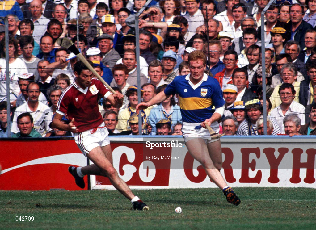 6 August 1989; Declan Ryan of Tipperary in action against Michael Coleman of Galway during the All-Ireland Senior Hurling Championship Semi-Final match between Tipperary and Galway at Croke Park in Dublin. Photo by Ray McManus/Sportsfile