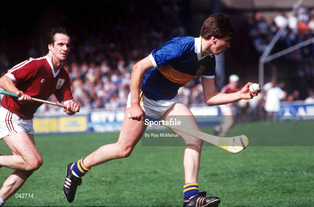 9 August 1987; John Kennedy of Tipperary in action against Brendan Lynskey of Galway during the All-Ireland Senior Hurling Championship Semi-Final match between Tipperary and Galway at Croke Park in Dublin. Photo by Ray McManus/Sportsfile