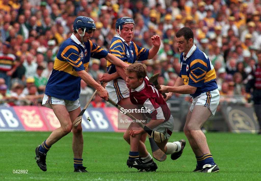 1 September 1996; Rory Gantley of Galway is surrounded by Tipperary defenders during the All-Ireland Minor Hurling Championship Final match between Tipperary and Galway at Croke Park in Dublin. Photo by David Maher/Sportsfile