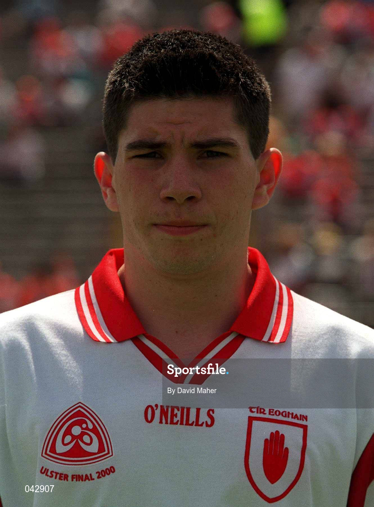 16 July 2000; Patrick O'Farrell of Tyrone ahead of the Ulster Minor Football Championship Final match between Tyrone and Derry at St Tiernach's Park in Clones, Monaghan. Photo by David Maher/Sportsfile