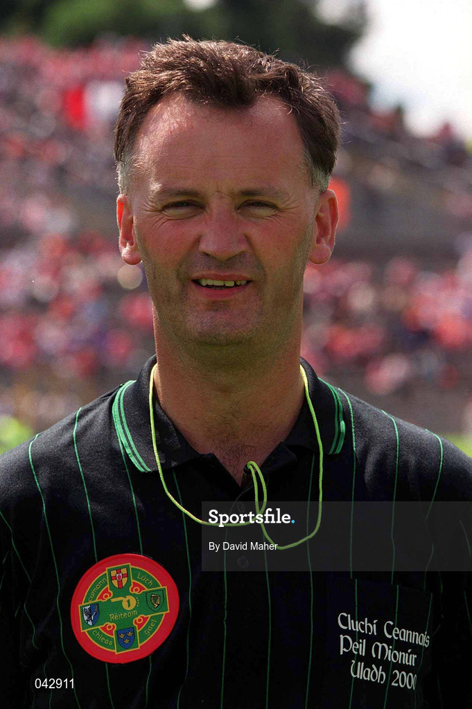 16 July 2000; Referee Jimmy White ahead of the Ulster Minor Football Championship Final match between Tyrone and Derry at St Tiernach's Park in Clones, Monaghan. Photo by David Maher/Sportsfile