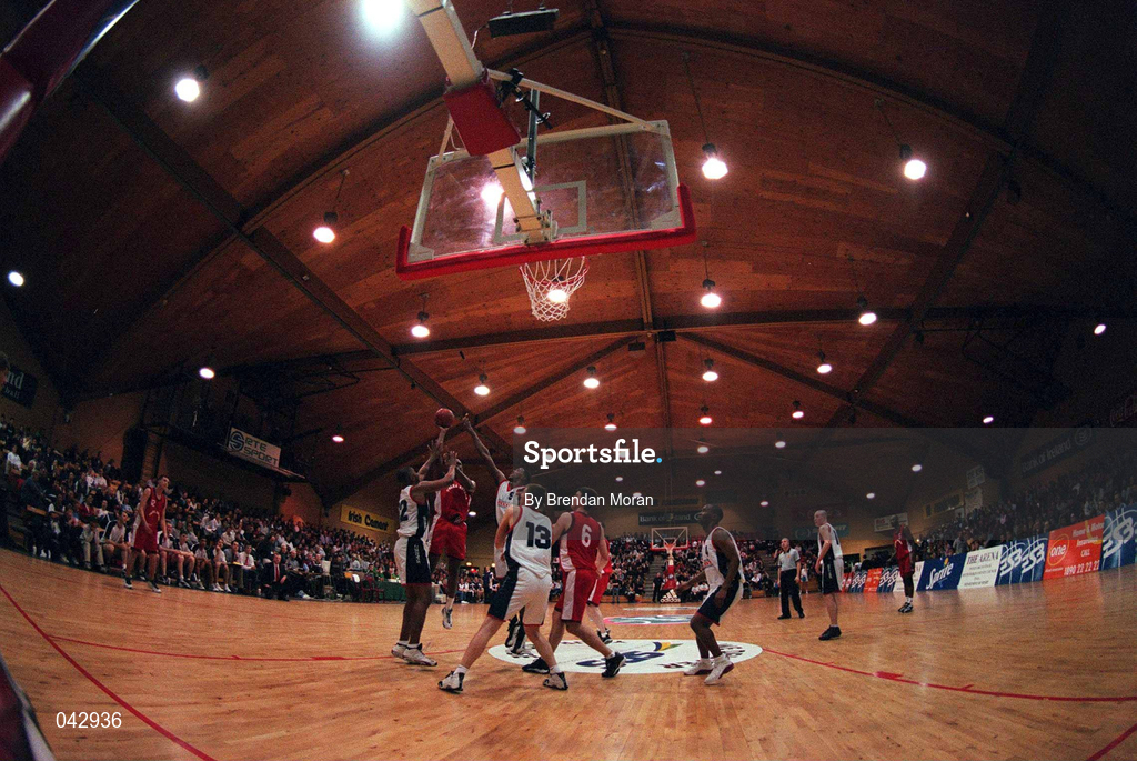 28 January 2000; A general view during the Senior Men's Sprite Cup Semi-Final between Tolka Rovers and Denny Notre Dame at the National Basketball Arena in Tallaght, Dublin. Photo By Brendan Moran/Sportsfile