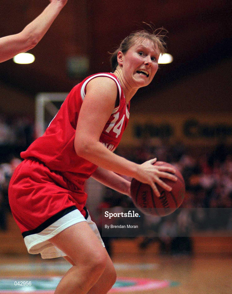 28 January 2000; Rachel Kelly of Tolka Rovers during the Senior Women's Sprite Cup Semi-Final between Tolka Rovers and Meteors at the National Basketball Arena in Tallaght, Dublin. Photo By Brendan Moran/Sportsfile