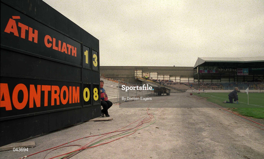 23 July 2000; The manual score board in use during the  All-Ireland Minor Hurling Championship Quarter-Final match between Dublin and Antrim at Croke Park in Dublin. Photo by Damien Eagers/Sportsfile