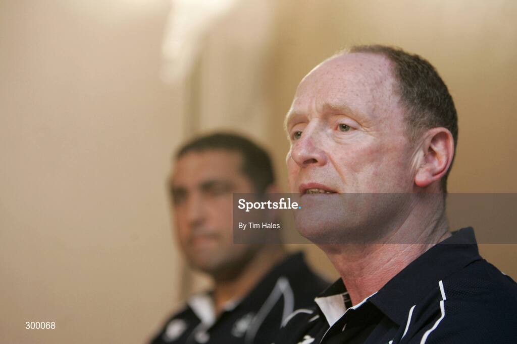 3 June 2008; Interim coach Michael Bradley, left, and Manager Joe Miles during an Ireland Team Announcement and Press Conference. 2008 Ireland Rugby Summer Tour, Holiday Inn, Wellington, New Zealand. Picture credit: Tim Hales / SPORTSFILE