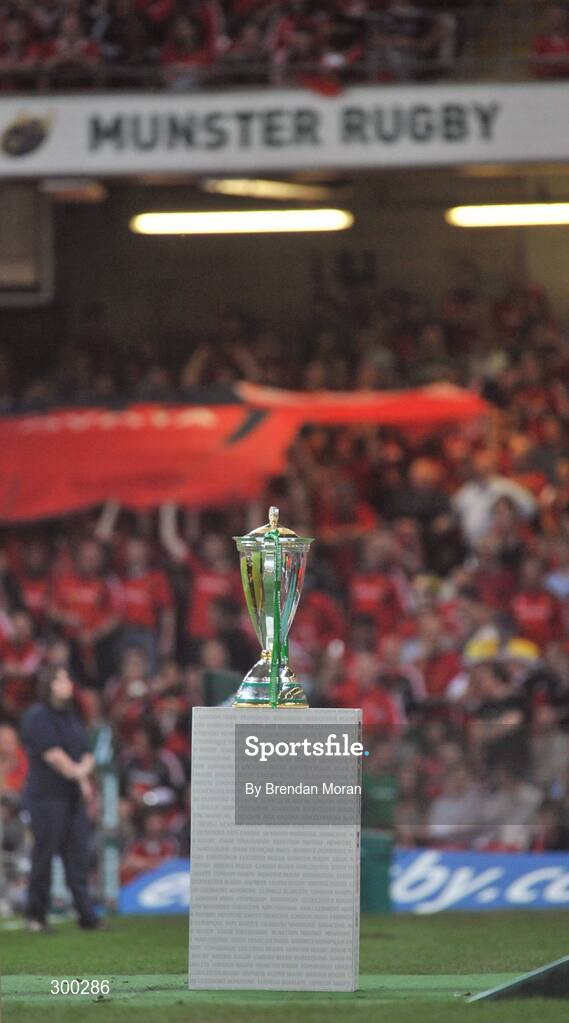 24 May 2008; The Heineken Cup awaits the arrival of the two teams onto the pitch before the game. Heineken Cup Final, Munster v Toulouse, Millennium Stadium, Cardiff, Wales. Picture credit: Brendan Moran / SPORTSFILE