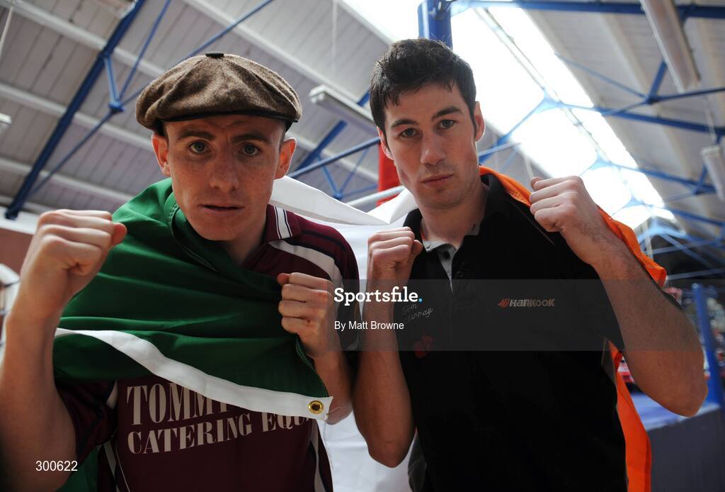 5 June 2008; Boxers Peter McDonagh, left, and Andrew Murray after the Hunky Dory Fight Night Press Conference. National Stadium, Dublin. Picture credit: Matt Browne / SPORTSFILE