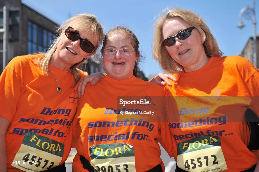 2 June 2008; Athletes running in aid of Special Olympics, from left, Meave Fusco, from Johnstown, Co. Kildare, Paula Ford, from Santry, Dublin, and Marian Doran, from Saggart, Co. Dublin, ahead of the 2008 Women’s Mini Marathon. Lower Baggot Street, Dublin. Picture credit: Stephen McCarthy / SPORTSFILE