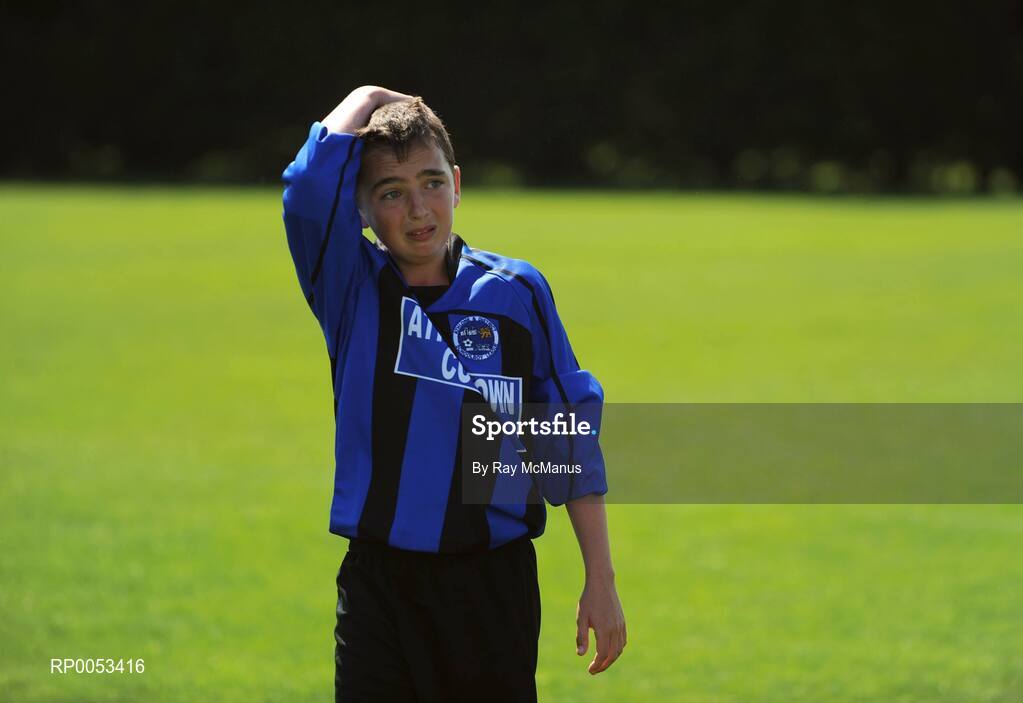 7 June 2008; Cian Hayden shows his disappointment after his team Willow Park FC, Athlone, were beaten by Shelbourne in the Danone Nations Cup National Final. AUL Complex, Clonshaugh, Dublin. Picture credit: Ray McManus / SPORTSFILE
