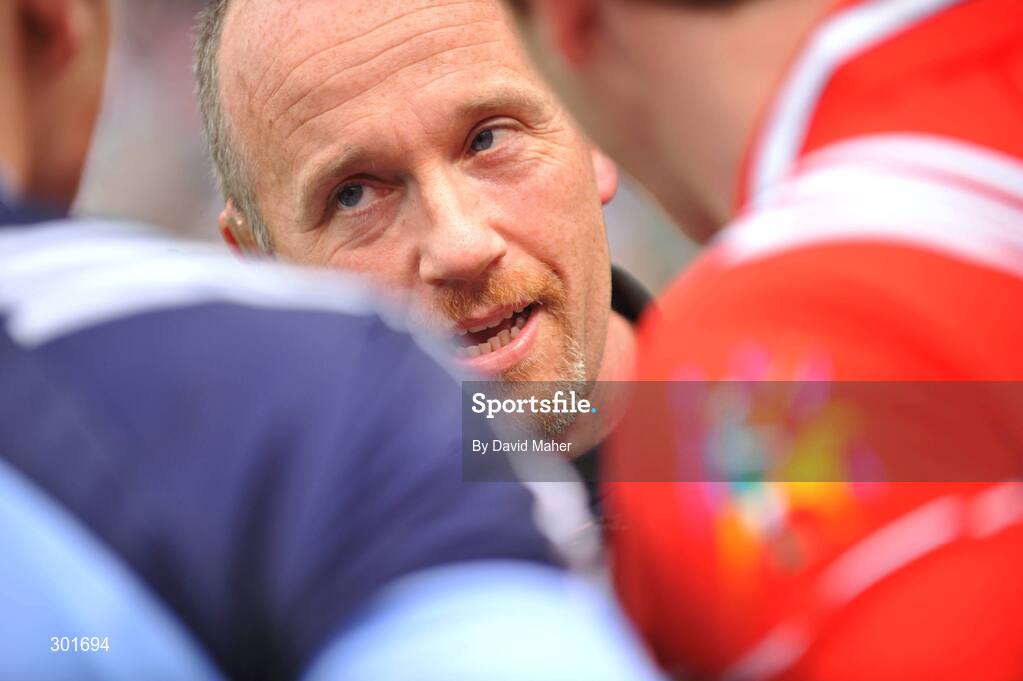 8 June 2008; Referee Martin Duffy talks to captains Aaron Hoey, Louth, and Alan Brogan, Dublin, before the game. GAA Football Leinster Senior Championship Quarter-Final, Louth v Dublin, Croke Park, Dublin. Picture credit: David Maher / SPORTSFILE