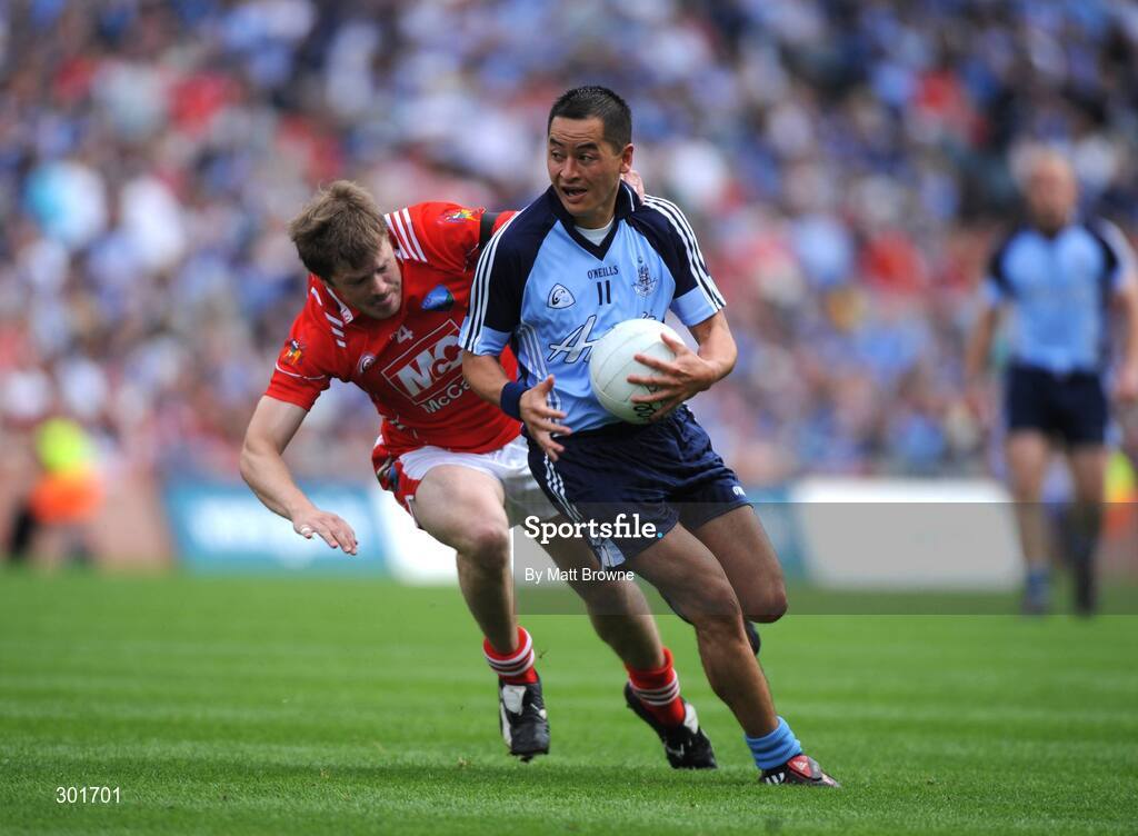 8 June 2008; Jason Sherlock, Dublin, in action against John Neary, Louth. GAA Football Leinster Senior Championship Quarter-Final, Louth v Dublin, Croke Park, Dublin. Picture credit: Matt Browne / SPORTSFILE