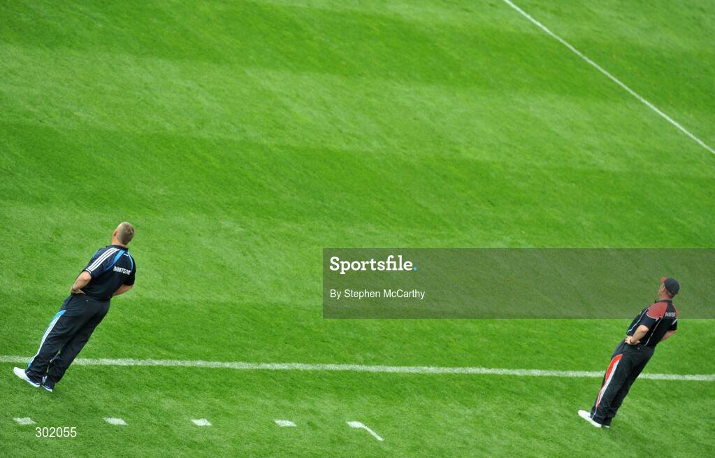 8 June 2008; Dublin manager Paul Caffrey, left, and Louth manager Eamon McEnaney look on during the game. GAA Football Leinster Senior Championship Quarter-Final, Louth v Dublin, Croke Park, Dublin. Picture credit: Stephen McCarthy / SPORTSFILE