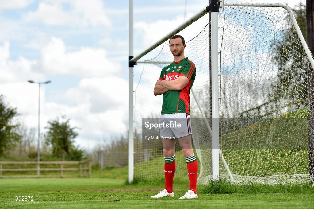 7 May 2015; Mayo captain Keith Higgins in attendance at the launch of the 2015 Connacht GAA Football Championship. Connacht GAA Centre, Bekan, Claremorris, Co. Mayo. Picture credit: Matt Browne / SPORTSFILE