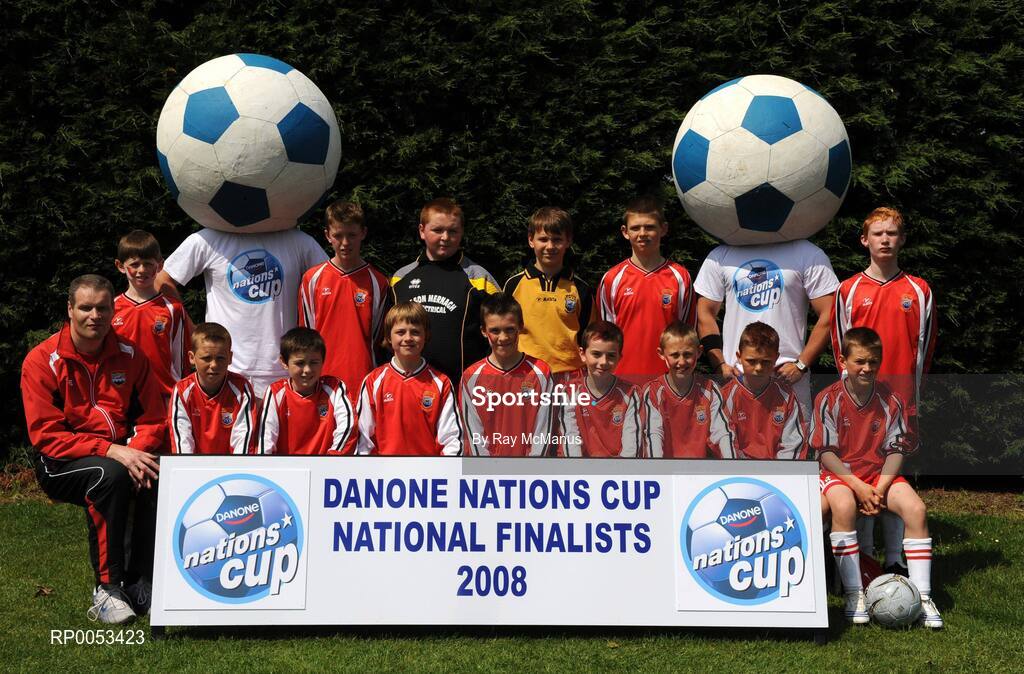 7 June 2008; The New Ross Celtic team, back row left to right, Conor Hennessy, Conor Tierney, Michael Tench, Danielius Niekis, Donncha O'Connor and Paul Manning, front row l to r; Gerard Feeny (Manager), Gavin Walsh, Eanna Kennedy, Cian O'Donoghue, Ryan Delaney, Jack Foran, Eoin Rhodes, Brandon Gardiner and Darren Rowe, before the start of the Danone Nations Cup National Finals, AUL Complex, Clonshaugh, Dublin. Picture credit: Ray McManus / SPORTSFILE  *** Local Caption *** send to Wexford players