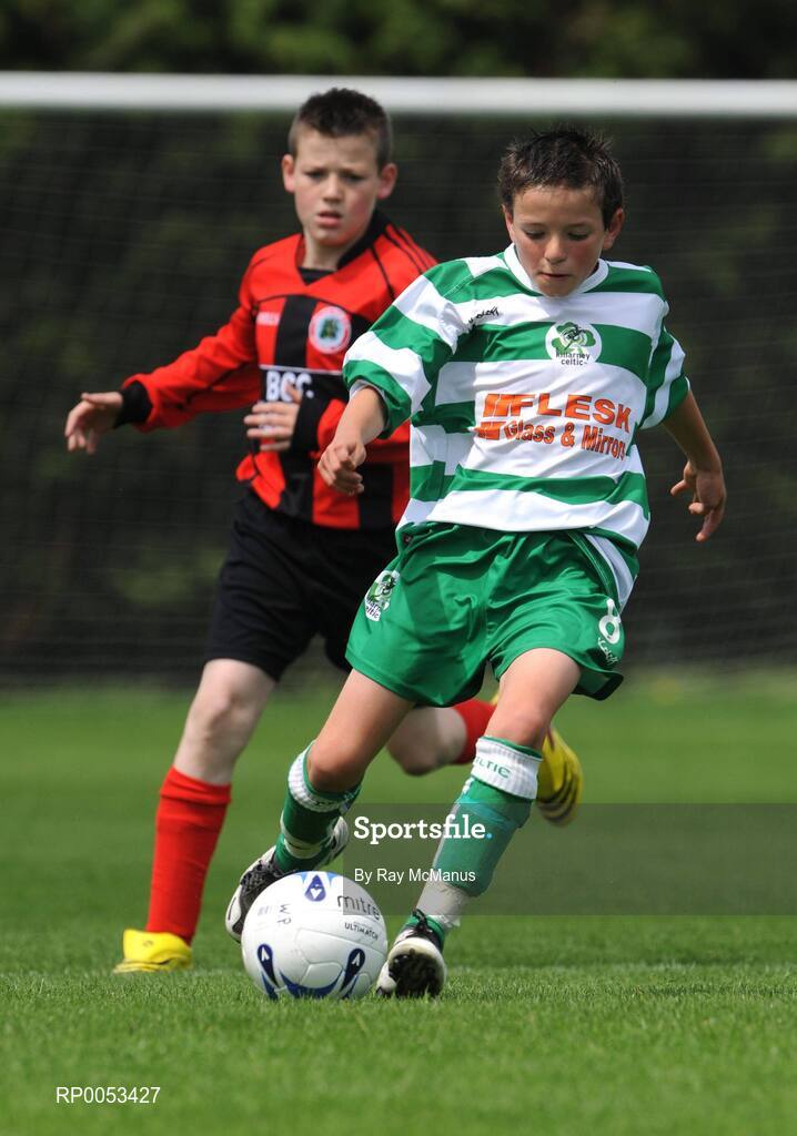 7 June 2008; Michael Burns, Killarney Celtic, in action against Eric Kearney, Willow Park FC, during the Danone Nations Cup National Finals, AUL Complex, Clonshaugh, Dublin. Picture credit: Ray McManus / SPORTSFILE  *** Local Caption *** send to Kerry papetrs