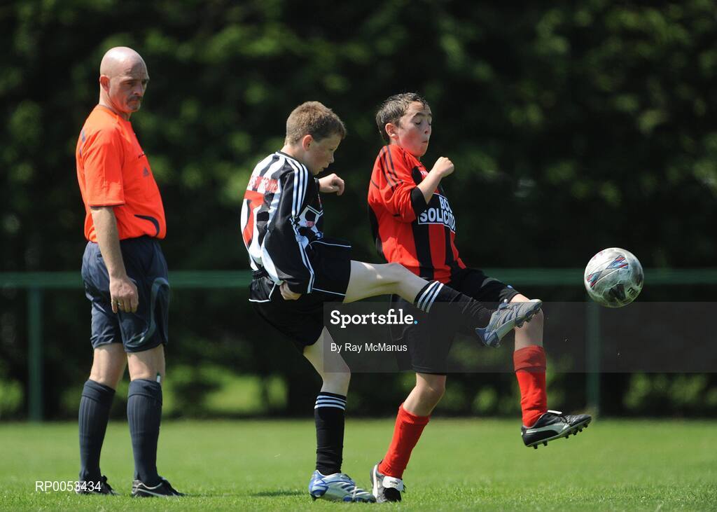 7 June 2008; Aaron Byrne, St Josephs Boys, in action against Cian Hayden, Willow Park FC, during the Danone Nations Cup National Finals, AUL Complex, Clonshaugh, Dublin. Picture credit: Ray McManus / SPORTSFILE  *** Local Caption *** send to Dublin and westmeath papers