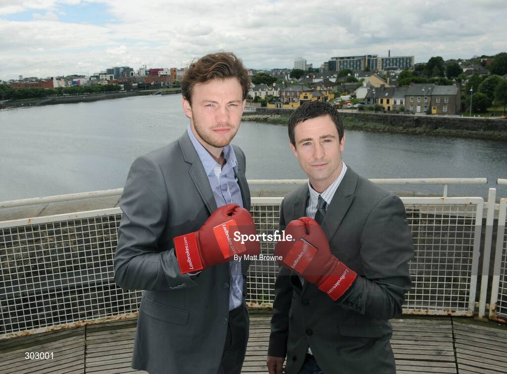 12 June 2008; Boxers Andy Lee, left, and Paul McCloskey in the grounds of King John's Castle to announce details of the next Ladbrokes.com Fight night. King John's Castle, Limerick. Picture credit: Matt Browne / SPORTSFILE