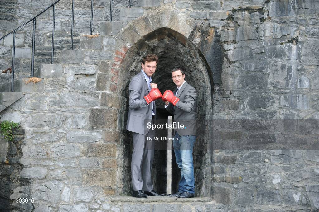 12 June 2008; Boxers Andy Lee, left, and Paul McCloskey in the grounds of King John's Castle to announce details of the next Ladbrokes.com Fight night. King John's Castle, Limerick. Picture credit: Matt Browne / SPORTSFILE