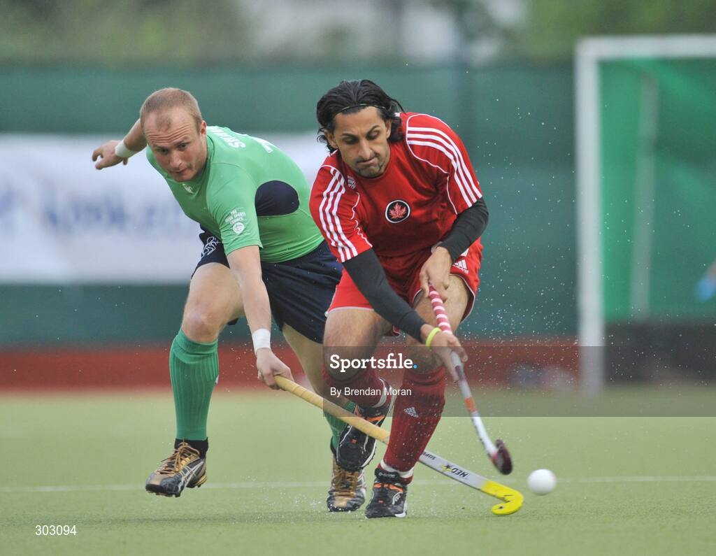 12 June 2008; Iaian Lewers, Ireland, in action against Bindi Kullar, Canada. Setanta Sports Trophy, Ireland v Canada, National Hockey Stadium, UCD, Belfield, Dublin. Picture credit: Brendan Moran / SPORTSFILE